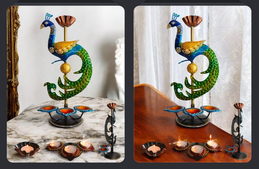 Peacock Diya Tealight Stand